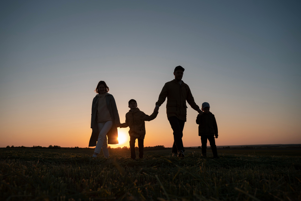 Rechtsanwalt für Familienzusammenführung in Berlin - Familie bei Sonnenuntergang